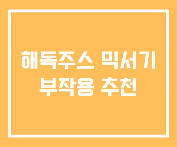 해독주스 믹서기 부작용 추천